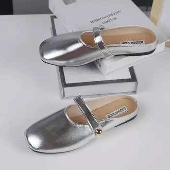 Мода 2024 года, популярные универсальные женские тапочки Baotou, летние удобные тапочки для верхней одежды, однотонные женские туфли с квадратным носком 35 бежевый