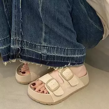 Мода 2024 года, размер 35-40, женские туфли на плоской подошве, шлепанцы, тапочки, натуральная кожа, летние туфли на низком каблуке, модные повседневные пляжные повседневные платья 35