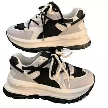 Мода 2024 года, разноцветная модная женская спортивная обувь, универсальные кроссовки на толстой плоской платформе, повседневная женская обувь для бега на открытом воздухе 35 бежевый