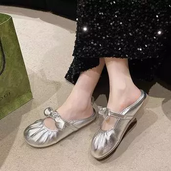 Мода 2024 года, резиновые тапочки, низкие женские туфли, летние туфли на плоской подошве из ткани, римские скандалы, туфли на каблуках-копыто из искусственной кожи, туфли с закрытым носком для женщин 35