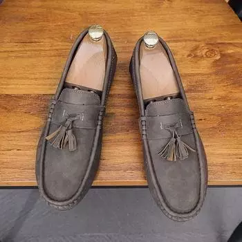 Мода 2024 года с кисточками Мужская повседневная обувь Новинка Мужская кожаная обувь Трендовый дизайнер Летняя распродажа Классика Оригинальная обычная коровья кожа 39