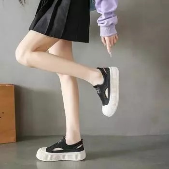 Мода 2024 года, сетчатые женские туфли на плоской подошве, кроссовки на платформе, повседневная обувь, спортивная осенняя тенденция, мокасины с полыми лоферами, сандалии, платье, лето, Zapatos Mujer Tenis 38 белый