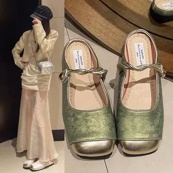 Мода 2024 года, современные босоножки на среднем каблуке с квадратным каблуком, с пряжкой и ремешком, женская обувь на распродаже, высококачественные однотонные женские сандалии в этническом стиле 35 бежевый