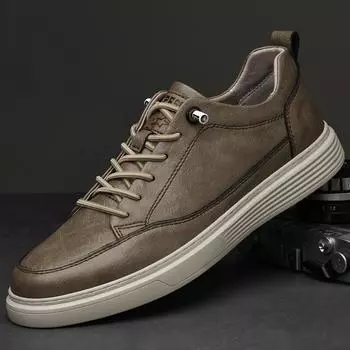 Мода 2024 года, стильные мужские кроссовки для скейтбординга, удобная повседневная обувь из натуральной кожи, новое поступление, универсальные мужские кроссовки для школы, мужская обувь 37 хаки
