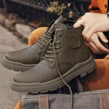 Мода 2024 года, стильные мужские зимние плюшевые зимние ботинки, новое поступление, боковая молния для мужчин, ботинки для мотокросса, натуральная кожа, высокие ботинки для ходьбы 39