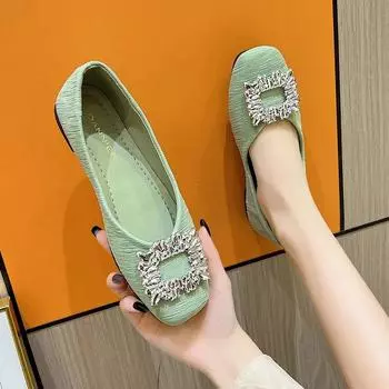 Мода 2024 года, сверкающие туфли со стразами, женские туфли из лакированной серебристой кожи, балетки с квадратным носком, женские балетки для офиса, лоферы, женские 35 чёрный