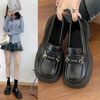 Мода 2024 года. Туфли Mary Jane Small из французской ретро-кожи на толстой подошве. Новые летние универсальные туфли-лодочки на толстом каблуке для женщин. 35