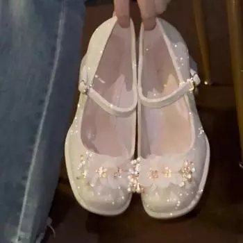 Мода 2024 года Туфли на высоком каблуке в стиле Лолиты Повседневные туфли на высоком каблуке Толстая подошва Женские милые туфли Мэри Джейн в стиле ретро на высоком каблуке 34 шампанского