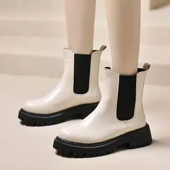 Мода 2024 года. Высококачественная женская обувь. Ботильоны женские. Классические современные ботинки. Женские туфли с круглым носком. Туфли на низком квадратном каблуке. Женские туфли. 35 покинуть белый