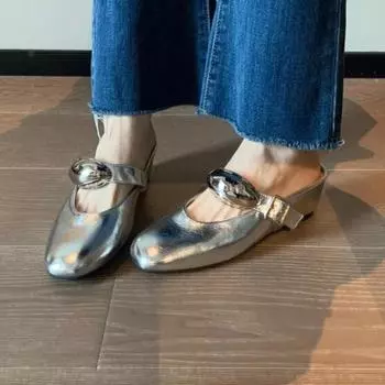 Мода 2024 года. Высококачественная женская обувь. Закрытый носок. Женские тапочки. Уличные сандалии. Женские тапочки с пряжкой на танкетке. Женские тапочки. Zapatos. 35 серебряный