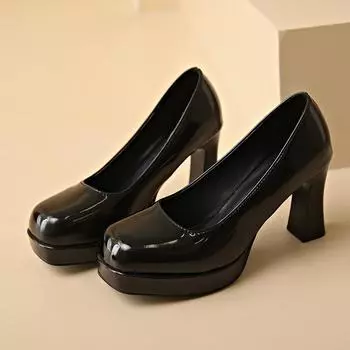 Мода 2024 года, весна и осень, новая модная верхняя одежда, женские туфли на высоком каблуке, толстая подошва, однотонные удобные туфли 35 вино красного