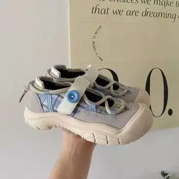 Мода 2024 года, весна и осень, новые универсальные популярные кроссовки на толстой подошве с круглым носком, уродливые женские летние дизайнерские спортивные повседневные кроссовки высокого класса 35 серый