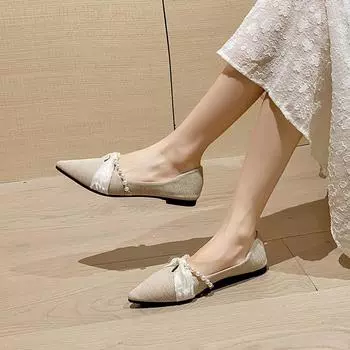 Мода 2024 года, весна и осень, новые одинарные туфли для женщин, низкий каблук, острый нос, неглубокий носок, профессиональные универсальные женские кожаные туфли 34 чёрный