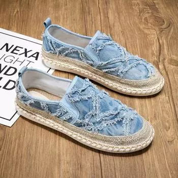 Мода 2024 года, винтажная мужская повседневная обувь, летние дизайнерские эспадрильи, мужская парусиновая обувь, дышащие мокасины без застежек, мужская обувь на плоской подошве для вождения 39