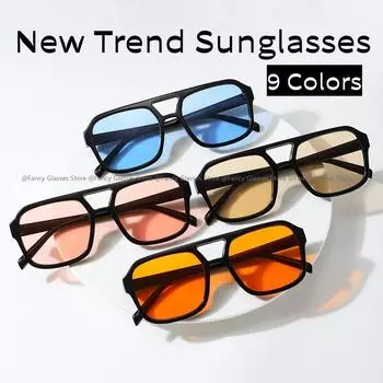 Мода 2024 года, винтажные большие солнцезащитные очки для женщин, модные ретро-очки в квадратных оправах для мужчин и женщин, популярные солнцезащитные очки с защитой от ультрафиолета as picture черный серый