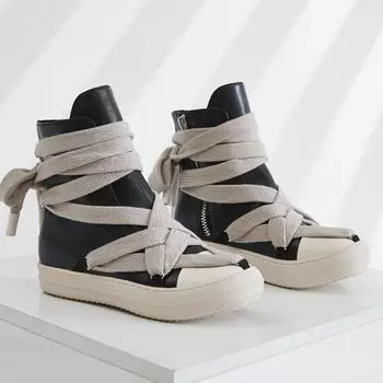 Мода 2024 года, высокие кеды на платформе, шнурки, мужские повседневные ботинки, женские кроссовки, дизайнерские повседневные туфли на плоской подошве, ботильоны, размер 44 35 чёрный