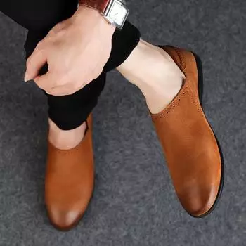 Мода 2024 года, высококачественная брендовая мужская обувь, кожаные мокасины, дышащая повседневная обувь на весну и осень, нескользящие мужские кроссовки 38 чёрный