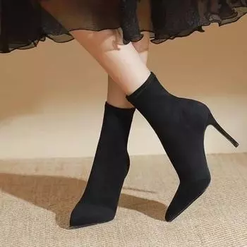 Мода 2024 года, высококачественная обувь для женщин, женские ботильоны, сексуальные современные ботинки, женские швейные туфли с острым носком, туфли на тонком каблуке, женские 35