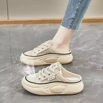 Мода 2024 года, высококачественная женская обувь, новые популярные модные женские туфли Baotou на плоской подошве с толстым ремнем, дышащие женские получешки 35 синий