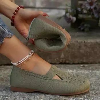 Мода 2024 года, высококачественная женская обувь, женские туфли на плоской подошве, дышащие, повседневные, женские туфли на плоской подошве с круглым носком и мягкой подошвой, с сеткой, для отдыха на природе, женские 36 изумрудный