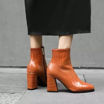Мода 2024 года, высококачественные женские ботильоны, сексуальные новые, с острым носком, на молнии, женские, на толстом высоком каблуке, женские ботинки «Челси», большой размер 43 34 жёлтый