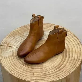 Мода 2024 года, высококачественные женские туфли, женские сапоги с молнией сзади, модные современные ботинки с круглым носком, женские новые однотонные ботильоны Zapatos Mujer 35 чёрный