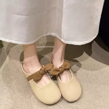 мода 2024 года, женская летняя новая мода, круглая носовая часть, неглубокий носок, женские туфли на плоской подошве, повседневные мягкие легкие тапочки для женщин, Zapatilla 35 бежевый