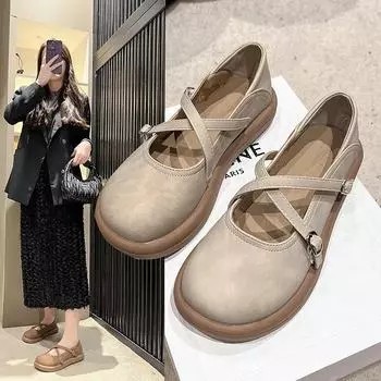 Мода 2024 года, женская летняя новая модная дизайнерская обувь с пряжкой, простые однотонные повседневные удобные туфли для вечеринок для женщин 35 хаки