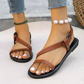 Мода 2024 года, женская летняя новая простая однотонная обувь с плоским дном и нескользящей подошвой, для отдыха на открытом воздухе, удобные пляжные сандалии 36 оранжевый