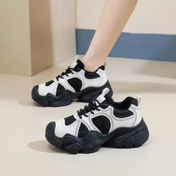 мода 2024 года, женская, новая, модная, классическая, без застежек, на высоком каблуке, спортивная, теннисная, толстая подошва, женская, повседневная, толстая подошва 35 бежевый