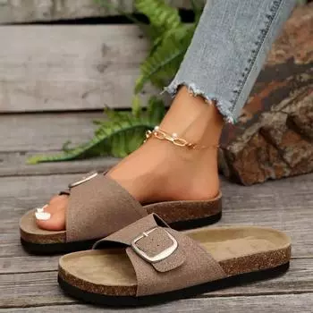 Мода 2024 года, женская обувь для активного отдыха, базовые женские тапочки, летние повседневные тапочки, женские сандалии на плоской подошве с круглым носком и пряжкой на платформе 35 покинуть белый