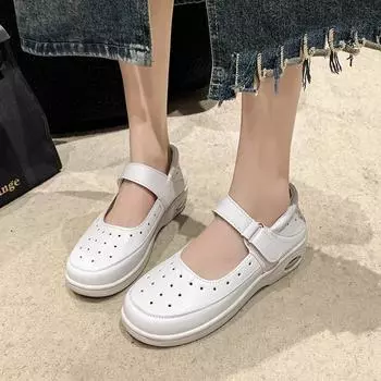 Мода 2024 года Женская обувь Небольшая женская обувь из вулканизированной кожи Уличная женская обувь Кроссовки с круглым носком и низким каблуком Женская повседневная обувь Zapatos 35