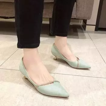 Мода 2024 года, женская обувь, туфли на высоком каблуке, элегантные туфли-лодочки, женские туфли с острым носком и кристаллами, на тонком низком каблуке, женские туфли Zapatos 34 чёрный