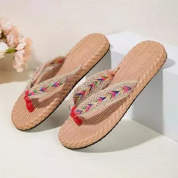 Мода 2024 года, женская обувь, женские тапочки с защипнутым носком, летние легкие повседневные пляжные туфли на плоской подошве 36 бежевый