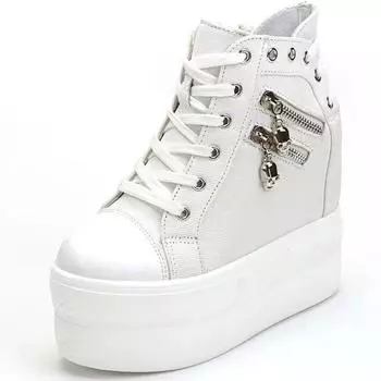 Мода 2024 года, женская повседневная обувь на танкетке, увеличивающая рост, дышащая, женская осенняя обувь на платформе, кроссовки для ходьбы на плоской подошве 35 белый