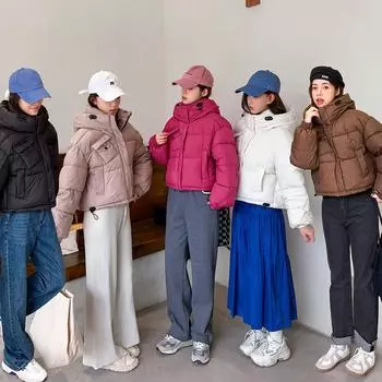 МОДА 2024 года, женская зимняя новая с капюшоном и завязками, повседневная, с заниженной талией, с хлопковой подкладкой, свободная, утолщенная, с хлопковой подкладкой, одежда M
