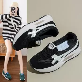 Мода 2024 года, женские кроссовки, летняя повседневная обувь для активного отдыха, женская спортивная обувь, удобные дышащие женские кроссовки из сетки 35 чёрный