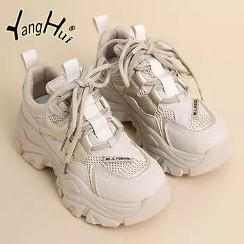 Мода 2024 года, женские кроссовки на платформе, универсальные повседневные, удобные, сетчатые, дышащие, кроссовки для бега, спортивная обувь для женщин, мода весна-осень 35
