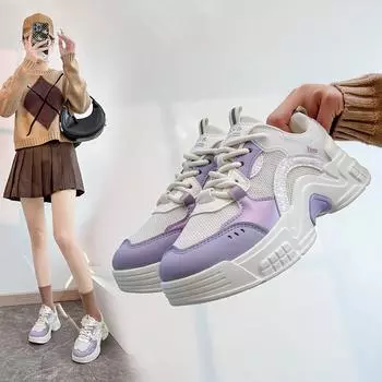 Мода 2024 года женские кроссовки на воздушной подушке модные сетчатые повседневные дышащие туфли для папы на танкетке для ходьбы спортивные теннисные туфли 35 синий