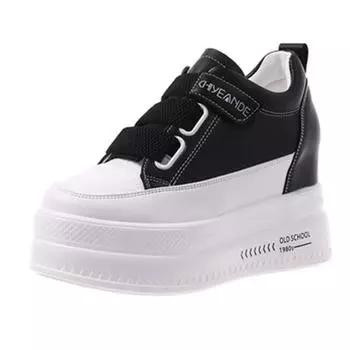 Мода 2024 года, женские новые короткие туфли на толстой подошве с высокой посадкой, спортивная и женская обувь на плоской подошве, модные высокие белые туфли 34 белый