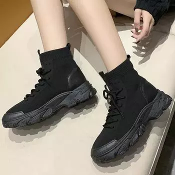 Мода 2024 года, женские новые зимние стильные плюшевые теплые сетчатые дышащие ботинки на толстой подошве с модной однотонной подошвой 35 бежевый