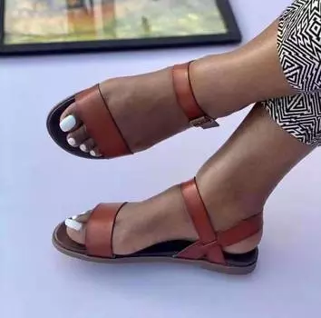 Мода 2024 года, женские сандалии на плоской подошве с пряжкой на ремне, гладиаторы, летние женские сандалии, удобные кожаные женские туфли, однотонная обувь на плоской подошве 37 белый