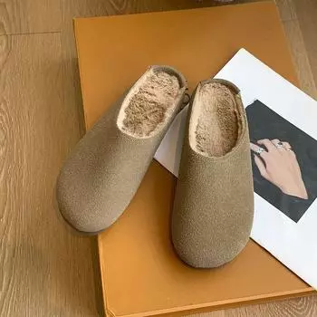Мода 2024 года, женские тапочки, закрытые тапочки-сабо, осенние новые винтажные однотонные туфли на плоской подошве для женщин с открытой спиной 35 хаки