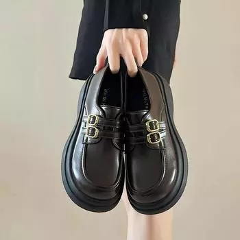 Мода 2024 года, женские туфли Мэри Джейн из искусственной кожи с круглым носком, женские повседневные неглубокие мокасины без застежек, женская обувь, женская вулканизированная обувь 35 чёрный