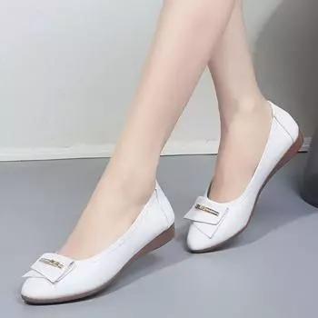 Мода 2024 года, женские туфли на плоской подошве, балетки, дышащие трикотажные туфли с острым носком, мокасины, разноцветные женские мягкие туфли, женские туфли Zapatos De 35 белый