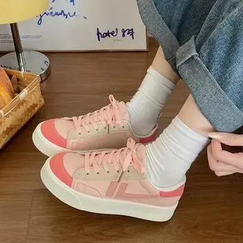 Мода 2024 года женские вулканизированные туфли на шнуровке с толстой подошвой кроссовки для бега спортивные туфли на толстой подошве женская повседневная обувь Zapatos De Mujer 35 синий