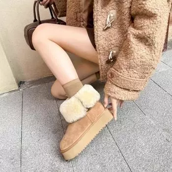 Мода 2024 года, зимние модные женские зимние сапоги, женские теплые и удобные зимние хлопковые сапоги со средним рукавом 35 верблюд