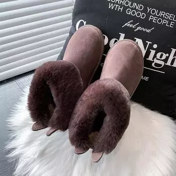 Мода 2024 года, зимние новые модные плюшевые зимние сапоги на толстой подошве с кроличьими ушками, хлопковые туфли длиной до щиколотки 36 хаки