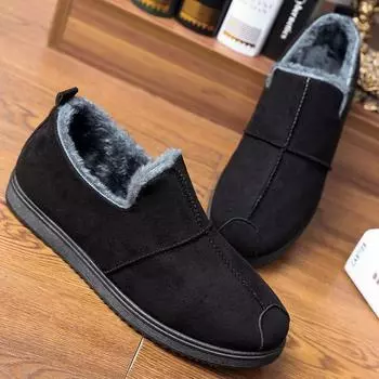 Мода 2024 года, зимние новые зимние ботинки для мужчин, бархатные толстые теплые нескользящие хлопковые туфли, ленивые туфли на педалях, корейские повседневные хлопковые ботинки 39 синий