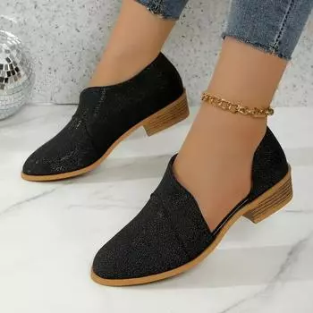Мода 2024 года, зимние туфли на высоком каблуке, сексуальные женские однотонные роскошные туфли, женские туфли на щиколотку в стиле ретро, роскошные толстые туфли на высоком каблуке, женские одинарные туфли 36 чёрный